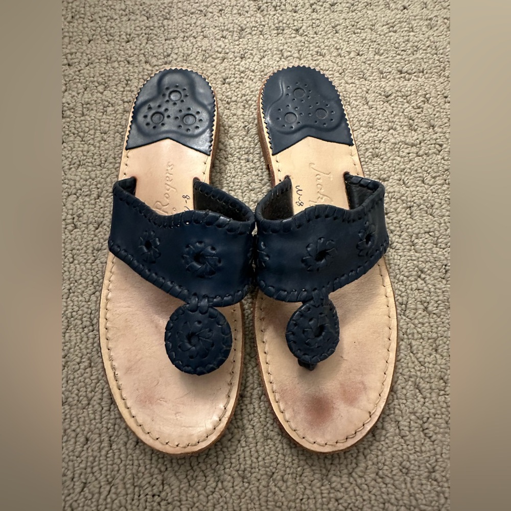 Jacks Leather Flat Thong Sandals